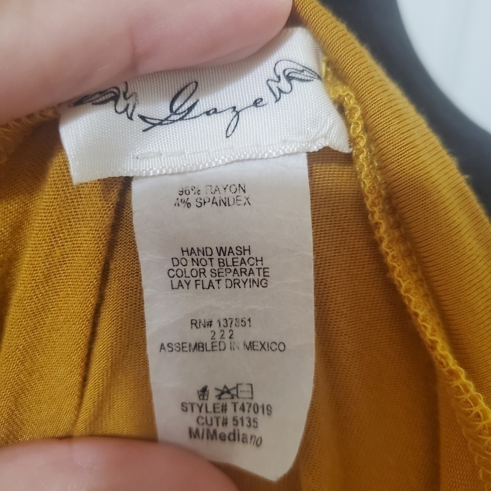 Gaze Knot Cropped Tee mustard yellow size M - Picture 6 of 6